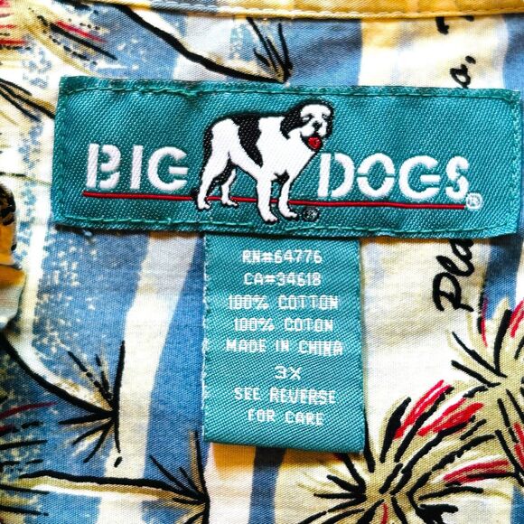 Big Dogs Vintage Men's Flying Dog Short Sleeve Button Down Hawaiian Shirt Sz 3XL - Picture 4 of 9